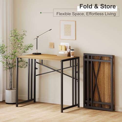 Lutown-Teen Narrow Folding Computer Desk 35 inch, Espresso - Image 7