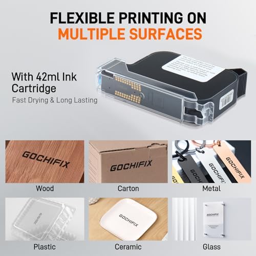 GOCHIFIX Handheld Inkjet Printer with 4.3'' Touch Screen Portable Handheld Printer Printing Height 0.08-0.5 Inch Inkjet Coding Machine for Text QRCode Barcode Image Date (Support 27 Languages) - Image 6
