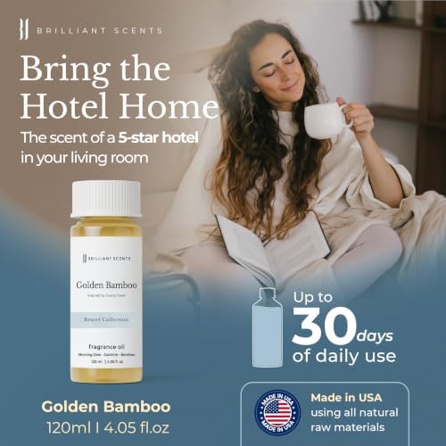 Brilliant Scents Golden Bamboo Fragrance Oil for Diffuser, 120ml - Inspired by Trump Tower Hotel Scent - Premium Home & Hotel Essential Oils for Waterless & Cold Air Diffuser, USA Made - Image 2