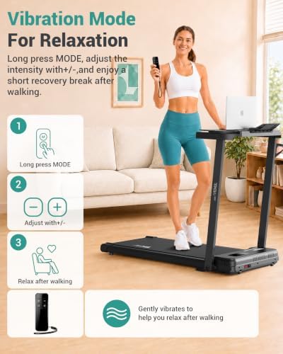 Walking Pad with Vibration Plates, 3 in 1 Walking Vibration Pad, Walking Pad with Incline, Under Desk Walking Pad with Remote Control and LED Display for Home Small Space - Image 4