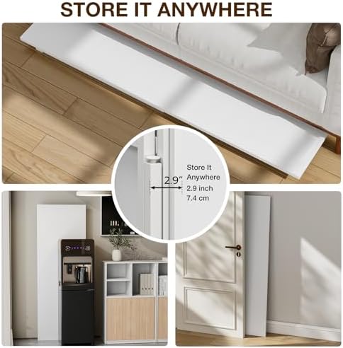TEMI Long Computer Desk Folding Table - 55.1" Foldable Office Desk, No Assembly, Perfect Writing Table for Bedroom or Apartment, Portable Large Desk or Study Table with Compact Design, White Ash - Image 5