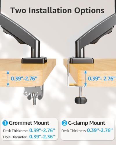 MOUNTUP Single Monitor Desk Mount Holds Screen up to 32 inch, Height Adjustable Monitor Arm, Full Motion Computer Monitors Stand with Clamp/Grommet Base, VESA Mounts Fit 4.4-19.8lbs Computer, Black - Image 6