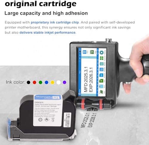 Handheld Inkjet Printer with 42ml Quick-Drying Ink Cartridge, Portable Ink Jet Coding Machine for Text/Date/Batch Number/QR Code/Barcode/Logo, Print Height from 0.08 to 0.5 Inch (ZM-C800) - Image 5