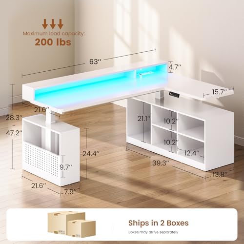 SEDETA L Shaped Electric Corner Standing Desk with Storage, Monitor Stand - Image 2