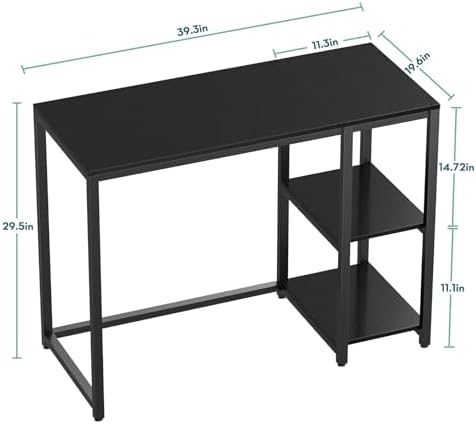 SINPAID 40" Small Gaming Computer Desk with Shelves for Home Office, Black - Image 3