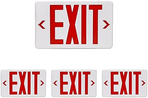 TANLUX Red LED Exit Sign With Emergency Light - UL Listed, Battery Backup, AC 120/277V, Hardwired - Commercial Business Lights - 4 Pack by Unknown