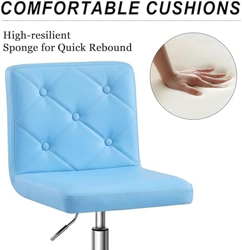 VECELO PU Leather Mid-Back Armless Vanity Chair Adjustable Height 360° Rolling Swivel for Home Office Work - Image 4