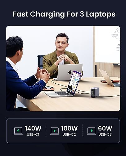 UGREEN Nexode 300W GaN Charging Station, 5-Port 140W Max Desktop Charger Compatible with MacBook Pro/Air/Neo, Dell XPS, iPhone 17/16/15, Galaxy S26/S25/S24, Pixel 10/9, iPad Air/Pro, Steam Deck - Image 4