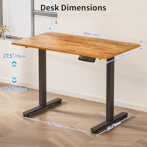 BIZUM 40x24 Inch Electric Standing Desk with Memory Presets, Quiet Motor Height Adjustable Stand Up Desk for Home Office & Gaming, Ergonomic Sit Stand Workstation，Light Rustic Brown - Image 3
