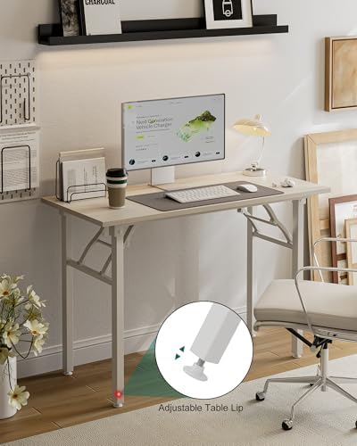 Frylr Small Folding Computer Desk – Portable 43.3 Inch Foldable Laptop Table, Collapsible and Compact for Easy and Fast Setup, Lightweight for Small Spaces, Home Craft and Study Use, White Ash - Image 6