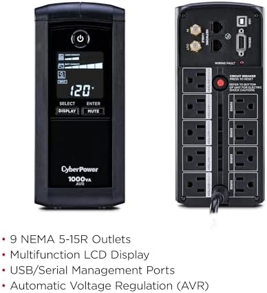 CyberPower CP1000AVRLCD Intelligent LCD UPS Battery Backup - Image 3