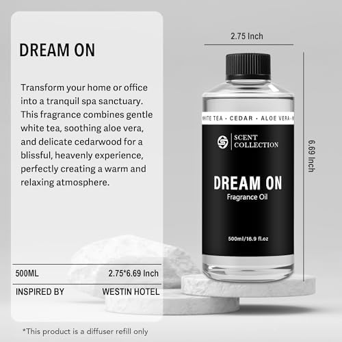 Luxury Hotel Scent Dream On 500ml Diffuser Oil Waterless Essential Aromatherapy for Cold Air & Car Diffusers – Long Lasting Refill for Large Room & Home - Signature White Tea (500ml/16.9Fl oz) - Image 3