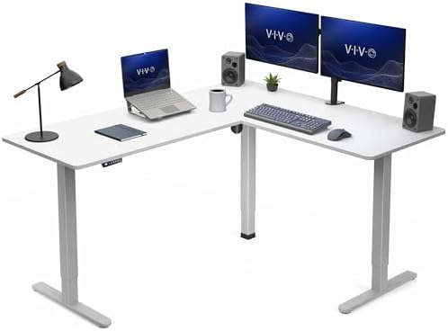VIVO White 63 x 55 in Corner Standing Desk, DESK-E3CTGW by VIVO