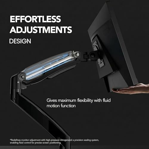 HUANUO Dual Monitor Stand for 13″–40″, Premium Dual Monitor Mount with USB, Height Adjustable Monitor Stand for 2 Monitors, VESA Mount with Clamp/Grommet Base, Holds 26.4lbs per Arm, HNDS7 - Image 5
