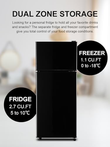Refrigerator with Freezer 3.8 Cu.Ft Top-Freezer Compact Refrigerator Black - Image 4