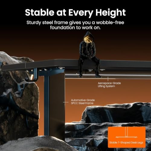 ErGear Height Adjustable Electric Standing Desk, 63 x 28 Inches Sit Stand up Desk, Memory Computer Home Office Desk, Carbon Fiber Black - Image 4