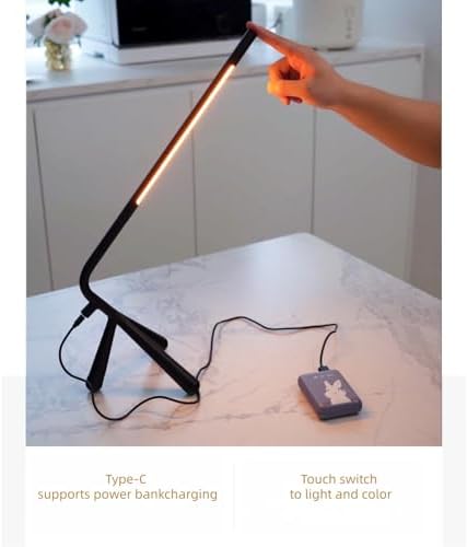 LED Creative Desk Lamp with USB Tybe-c Stepless Dimmable Eye Caring Desk Light for Home Office Bedroom Bedside College Dorm, Reading Lamp,Decorative Gift Table Lamp Black - Image 6