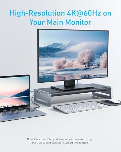 Anker USB-C Hub, 10-in-1 Aluminum Monitor Stand with 85W Max Charging - Image 5