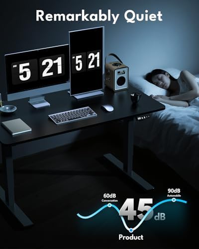 Electric Standing Desk, Gaming Desk, 48 x 24 Inch, Black - Image 6