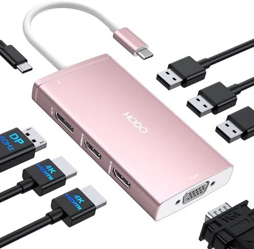 USB C Docking Station Dual Monitor for HP,Laptop Docking Station 3 Monitors by HODO