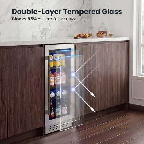 Yeego Beverage Refrigerator - 12 inch 60 Cans Beer Cooler with Glass Door - Image 6