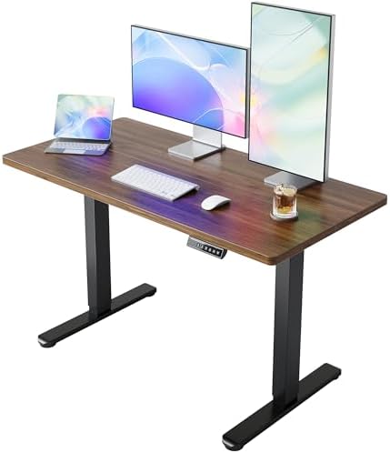 HUANUO 55x28 Inch Electric Standing Desk, Height Adjustable, Black Walnut by HUANUO