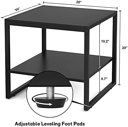 Homieasy End Table, 20 Inch Square Side Table, Mini Fridge Stand, Black - Image 3