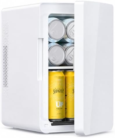 Antarctic Star Mini Fridge 6L/8 Can Portable Cooler,Personal Compact Refrigerator for Skin Care, Food,Drinks or Cosmetics, AC/DC for Bedroom, Car, Office,White by AntarcticStar