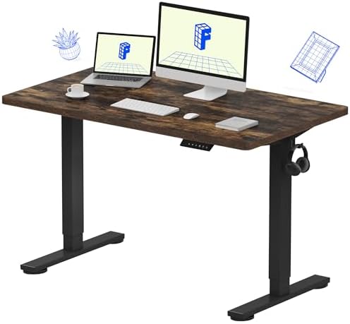 FLEXISPOT EN1 One-Piece Standing Desk, Electric Adjustable with 4 Memory Presets, 176 LBS Capacity, Stable & Quiet, Seamless Desktop for Home Office & Dual Monitors, 48"x24" Rustic Brown by Unknown