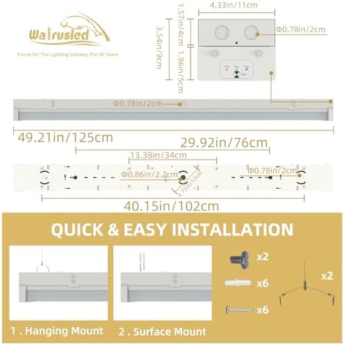 4FT LED Wraparound Emergency Stairwell Light, Battery Backup, IP20, 20W(2500lm)/40W(5000lm), 3/4/5000K CCT Selectable, 100-277V, Flush Mount Commercial LED Wrap Shop Ceiling Light Fixture, FCC - Image 6