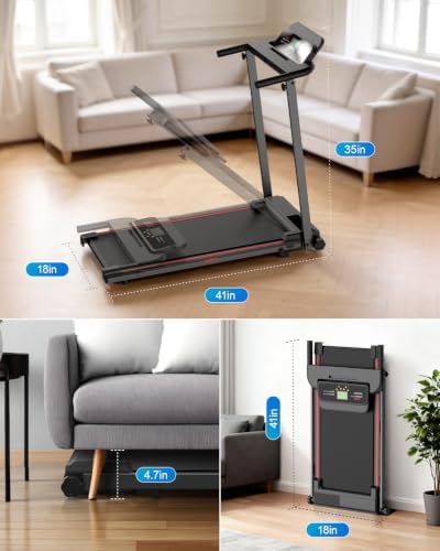 Treadmills for Home, Walking Pad with Incline, Caminadoras para Hacer Ejercicio, 0.6-6.2 MPH Portable Foldable Under Desk Caminadora, Eléctrica Casa Tredmill, Folding Compact Running Machine - Image 3