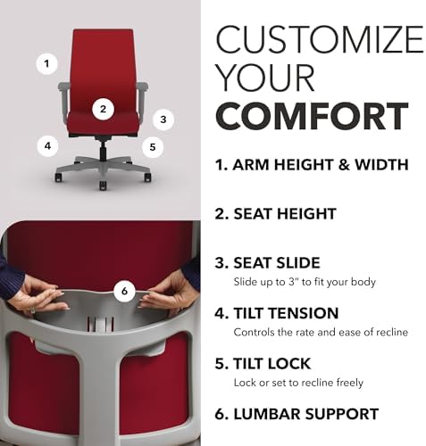 HON Ignition 2.0 Ergonomic Office Chair, Lumbar Support, Bullseye - Image 3