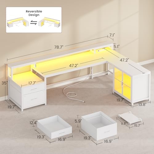 SEDETA 78.7” Large Gaming Computer Desk with Storage Drawers, LED Lights - Image 2