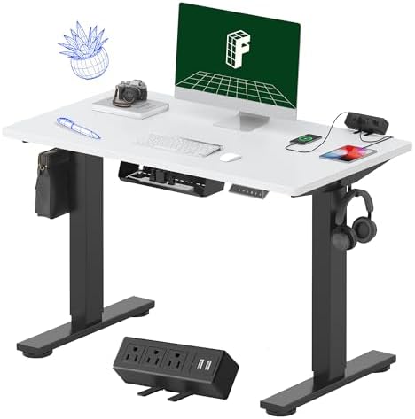 FLEXISPOT EN2 40"x24" Standing Desk with Power Strip Bundle, White by Unknown
