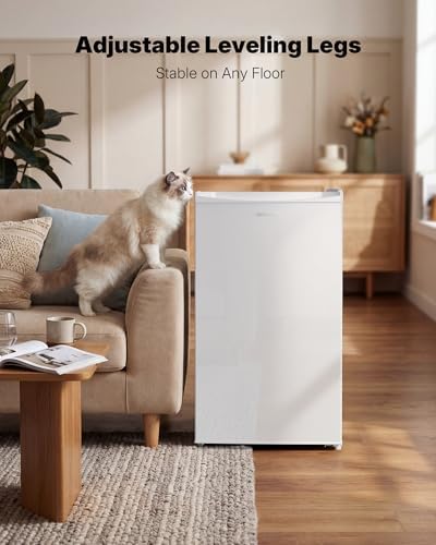 Upstreman 3.2 Cu.Ft Mini Fridge with Freezer, White-BR321 - Image 6
