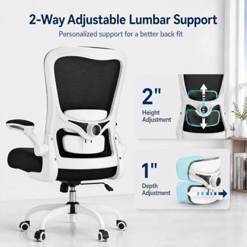 Ergonomic Office Chair for Long Hours, Adjustable Padded Lumbar Support for Lower Back Relief, 330 lb Capacity, Comfortable Computer Desk Chair for Home Office, Work & Study - Image 3