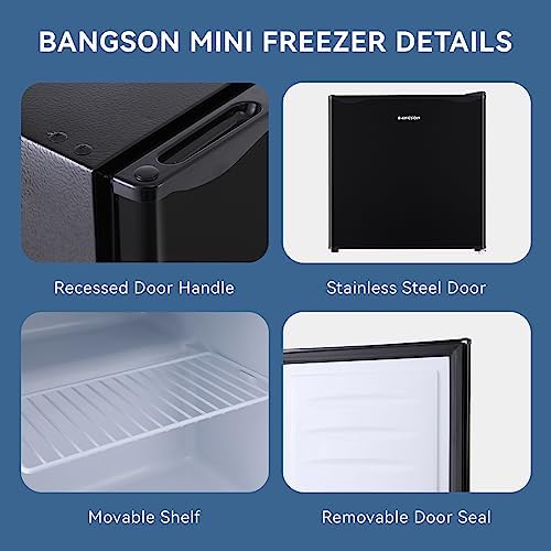 BANGSON 1.1 Cu.ft Upright Mini Freezer for Dorm Bedroom Black - Image 5