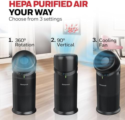 Honeywell Allergen Plus 3-in-1 HEPA Fan Air Purifier, Circulator, Black - Image 3