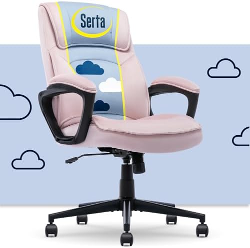 Serta Executive Office Chair with Lumbar Support, Soft Velvet Fabric Chair by Serta