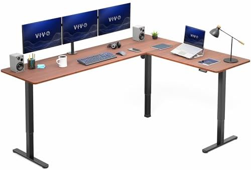 VIVO Dark Walnut 84 x 63 in Corner Standing Desk, DESK-E3CTBD-84 by VIVO