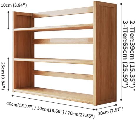 3 Tier Solid Wood Bookshelf for Desktop with Storage Shelves - Image 2