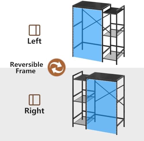 Mini Fridge Stand with Storage Shelves Dorm Microwave Stand Reversible - Image 6