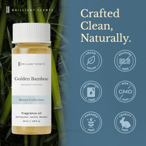 Brilliant Scents Golden Bamboo Fragrance Oil for Diffuser, 50ml - Inspired by Trump Tower Hotel Scent - Premium Home & Hotel Essential Oils for Waterless & Cold Air Diffuser, USA Made - Image 5