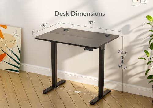 Claiks Electric Height Adjustable Standing Desk, 32x19 Inch, Black - Image 3