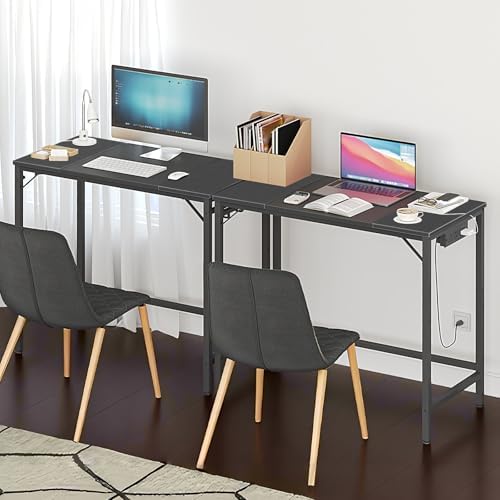 HOOBRO Computer Desk, 31.5 Inch Small Desk with Power Outlet, Writing Table with USB Charging Ports and 3 Hooks for Home Office, Study Room, Bedroom, Easy to Assemble, Black BB40UDN01 - Image 7