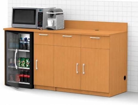 BREAKtime Office Coffee Station Cabinet with Mini Fridge Space & 2-Door Storage, Commercial-Grade, Fully Assembled, 72" W x 24" D x 36" H, Appliances Not Included, Beech - Image 3