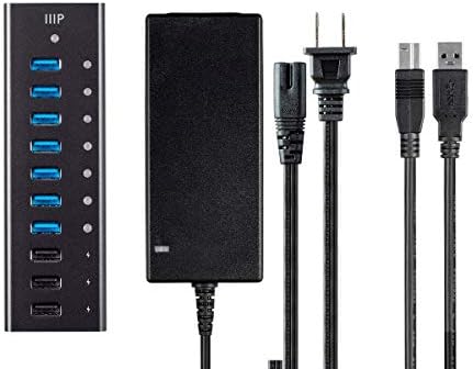 Monoprice 7-Port USB 3.0 Hub, Heavy Duty Aluminum, Plug and Play with 3 Charging Ports, AC Adapter - Image 6