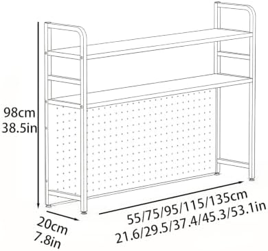 Hole-Board Desktop Bookshelf, DIY Adjustable Storage Iron Frame Hole-Board Desk Shelf Organizer, Freestanding No Drill Design for Student Dorm Office Gaming Desktop - Image 2