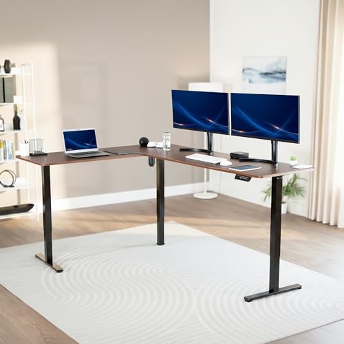 VIVO Dark Walnut 84 x 63 in Corner Standing Desk, DESK-E3CTBD-84 - Image 2