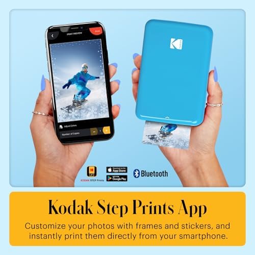 KODAK Step Instant Photo Printer, Zink 2x3” Color Sticky-Back Photos, Bluetooth Compatible with iOS & Android Devices, Editing App, Blue - Image 4